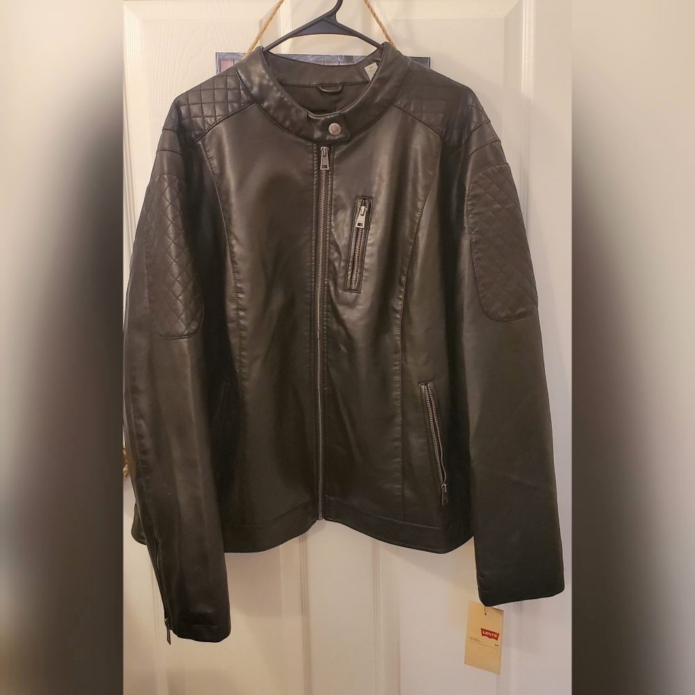 Levi's Black Leather Jacket - 3x